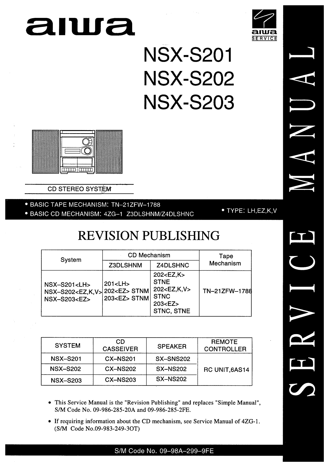 Aiwa NSXS-201, NSXS-202, NSXS-203 Service manual