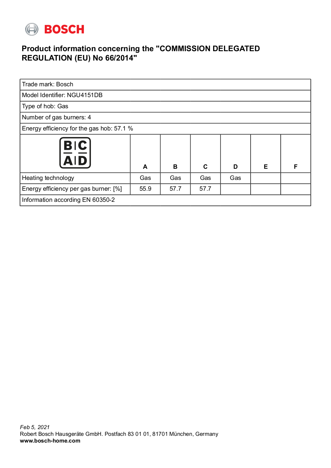 Bosch NGU4151DB EU Datasheet