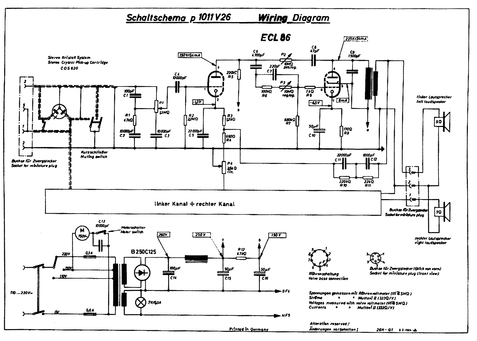 Dual P-1011-V-26 Schematic