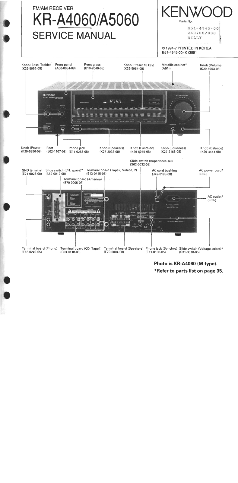 Kenwood KRA-4060, KRA-5060 Service manual