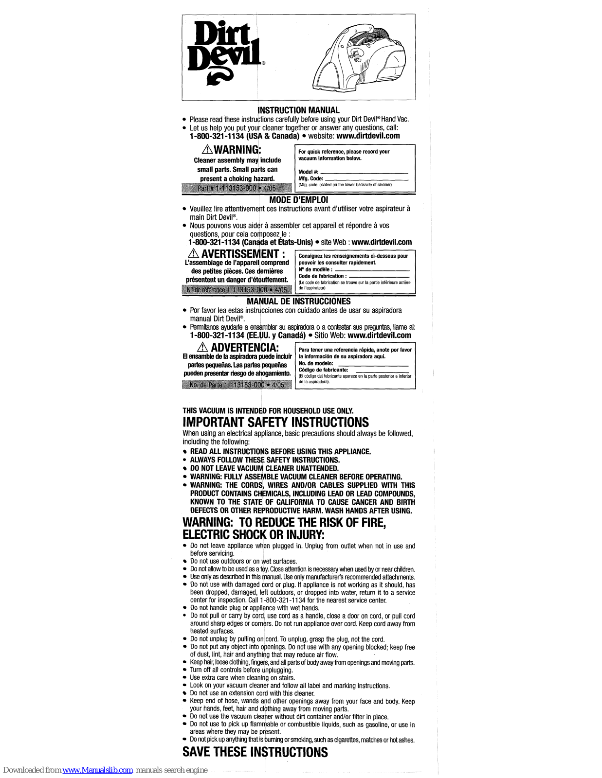 Dirt Devil M08245 Instruction Manual - ManualMachine.com