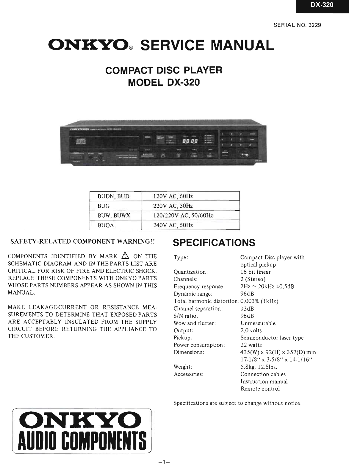 Onkyo DX-320 Service Manual