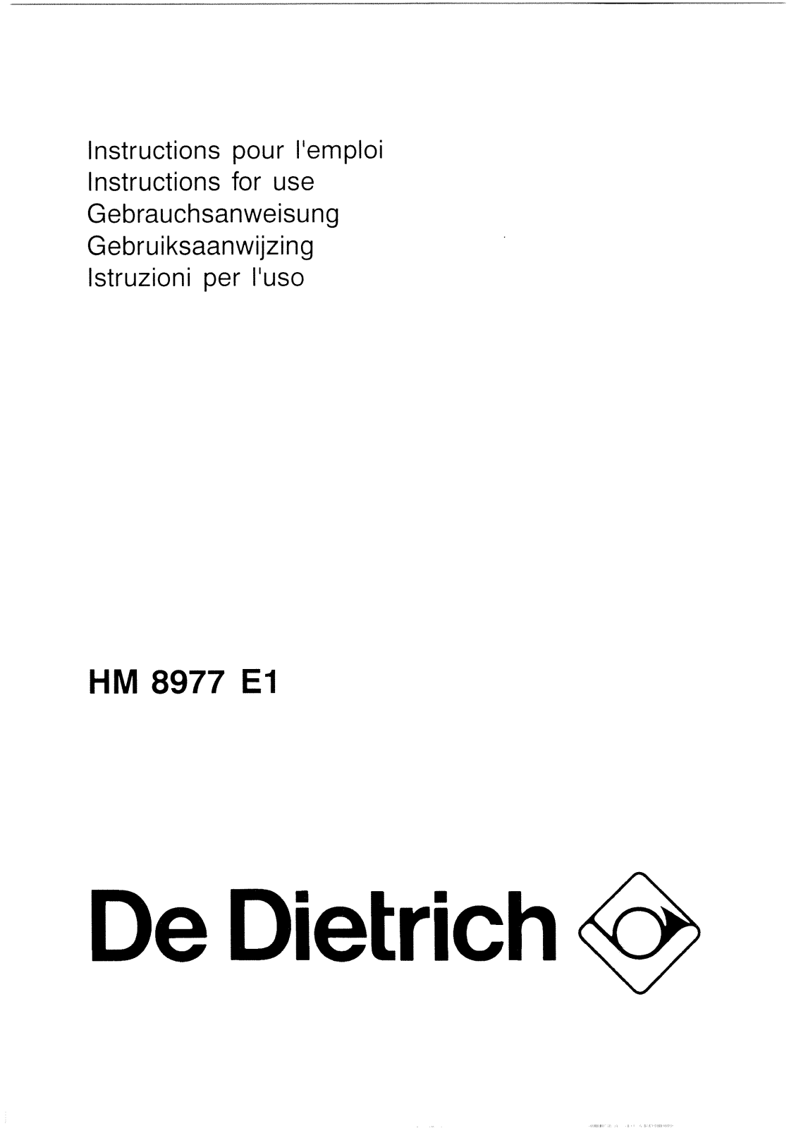 De dietrich HM8977E1 User Manual