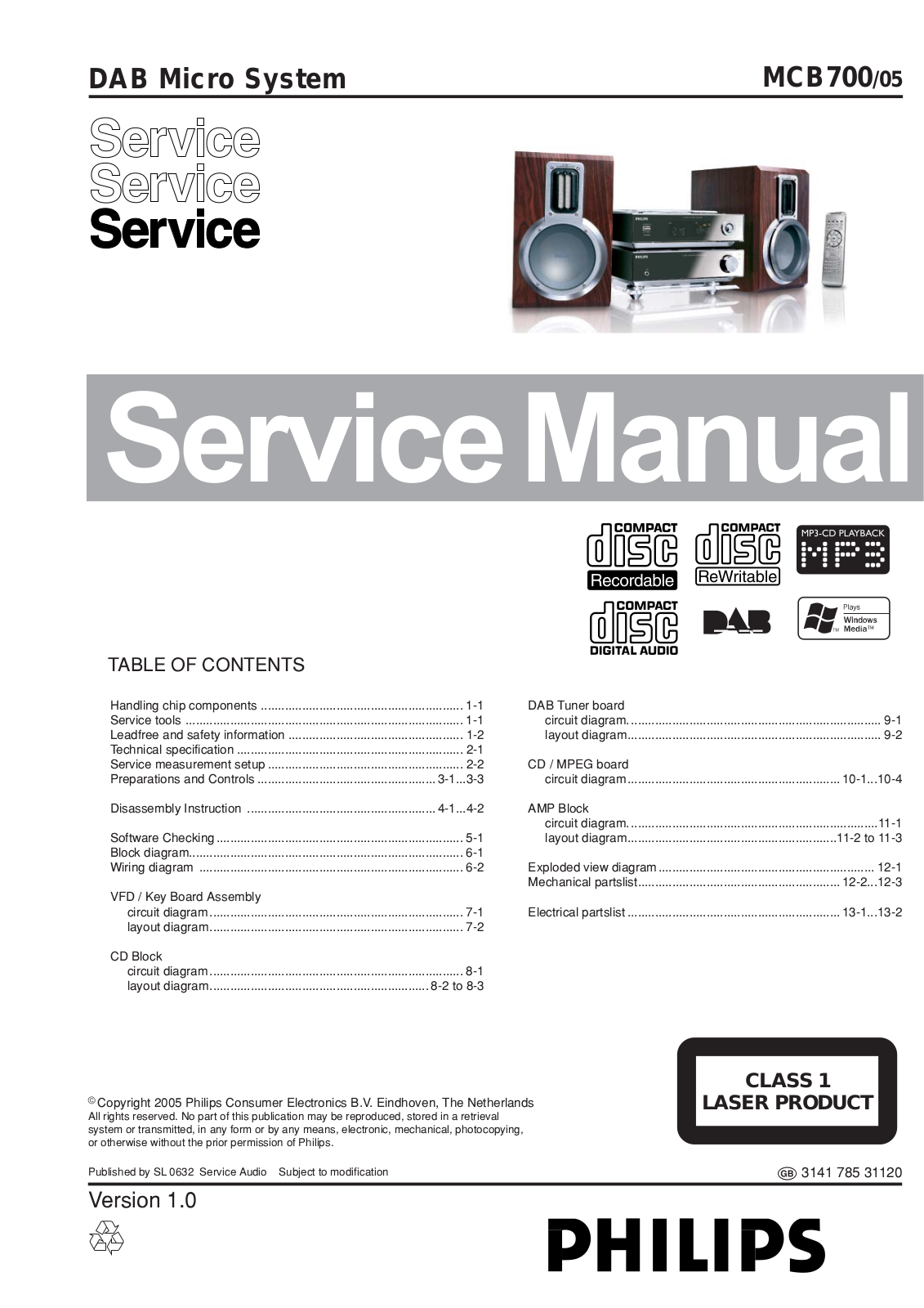 Philips MCB-700 Service Manual