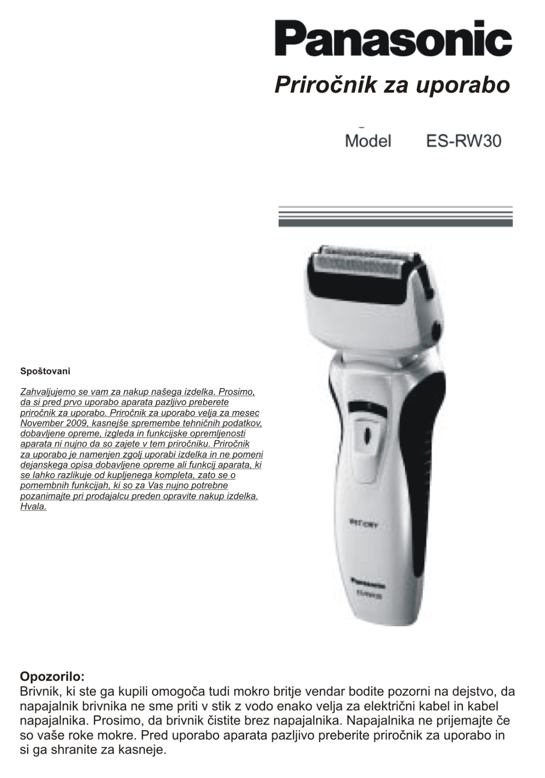 Panasonic ES-RW30 User Manual