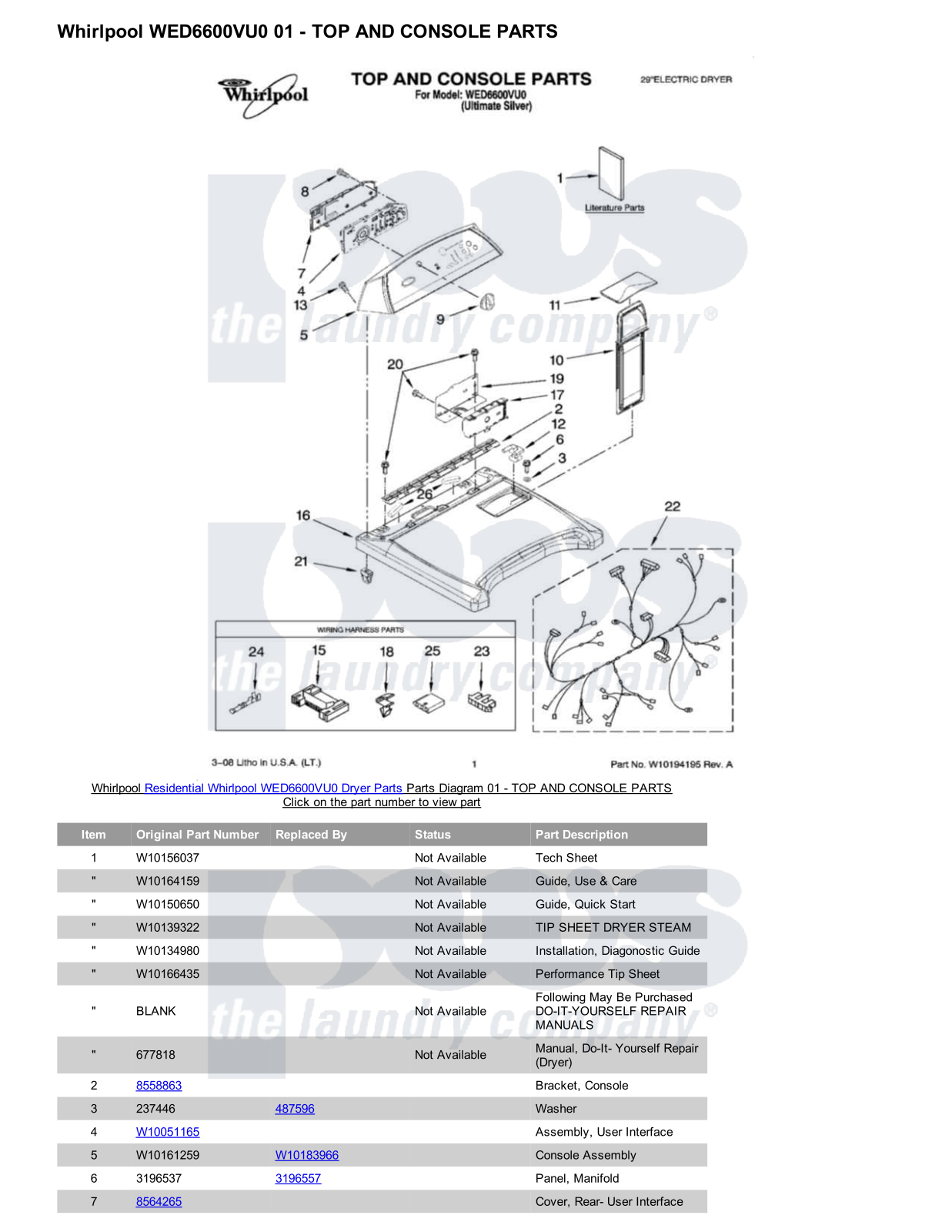 Whirlpool WED6600VU0 Parts Diagram