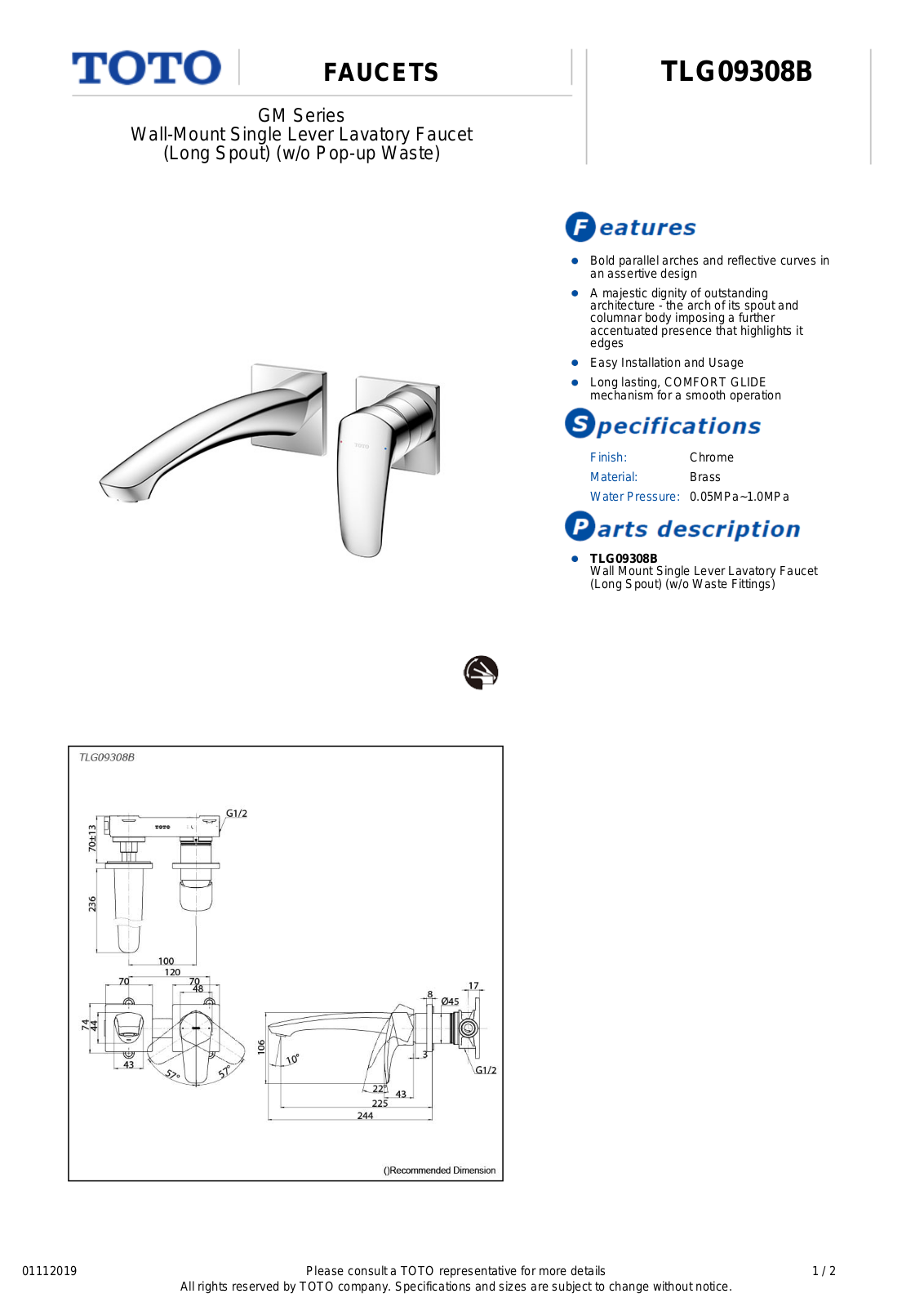 TOTO TLG09308B Product information