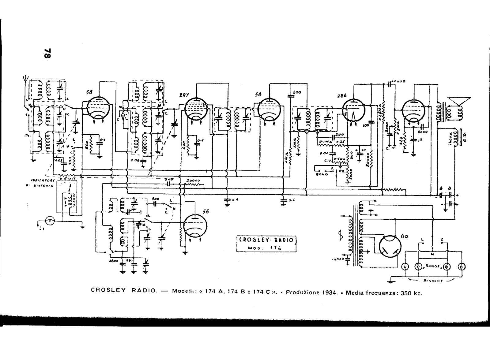 Siare Crosley 174a, 174b, 174c schematic