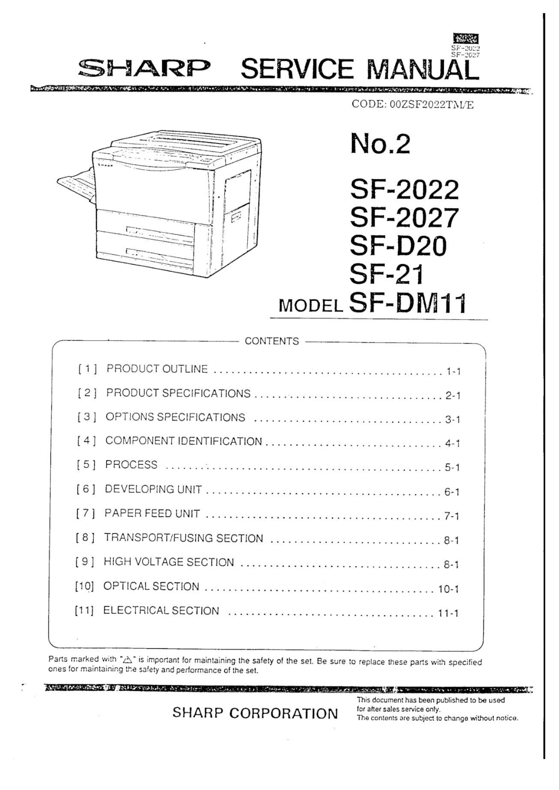 SHARP SF2022 Service Manual 2