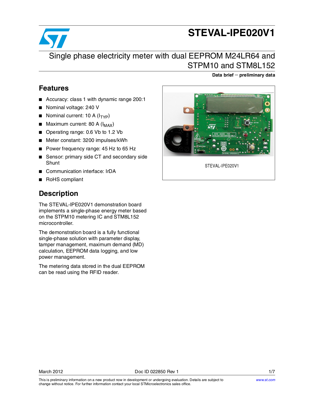 ST IPE020V1 User Manual