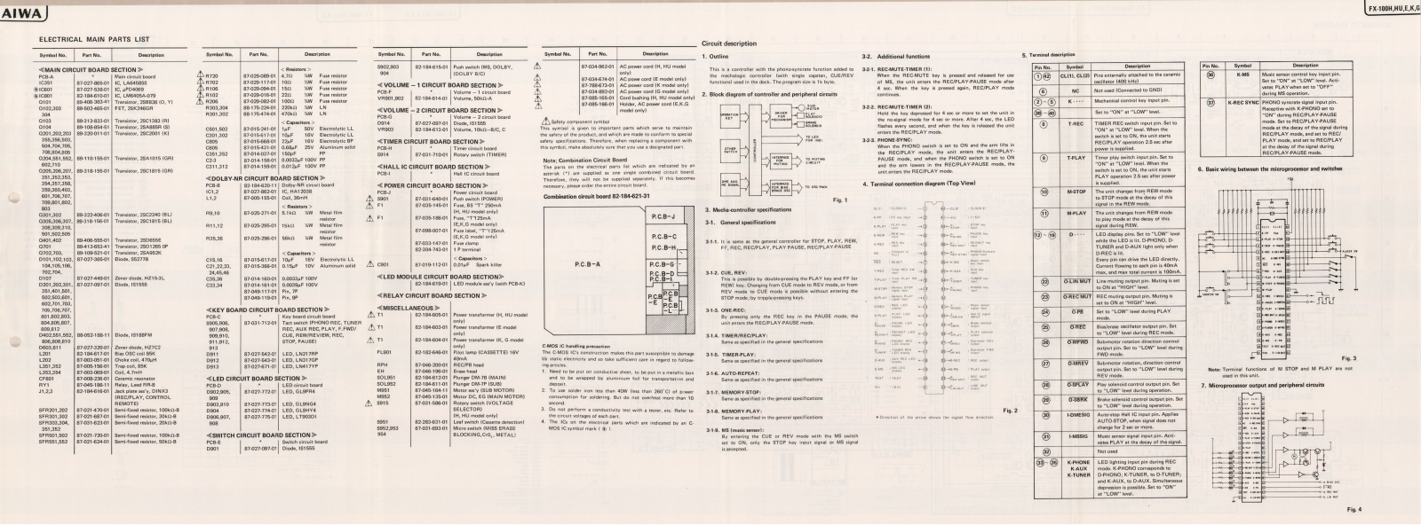 Aiwa mx-100, fx-100 Schematics