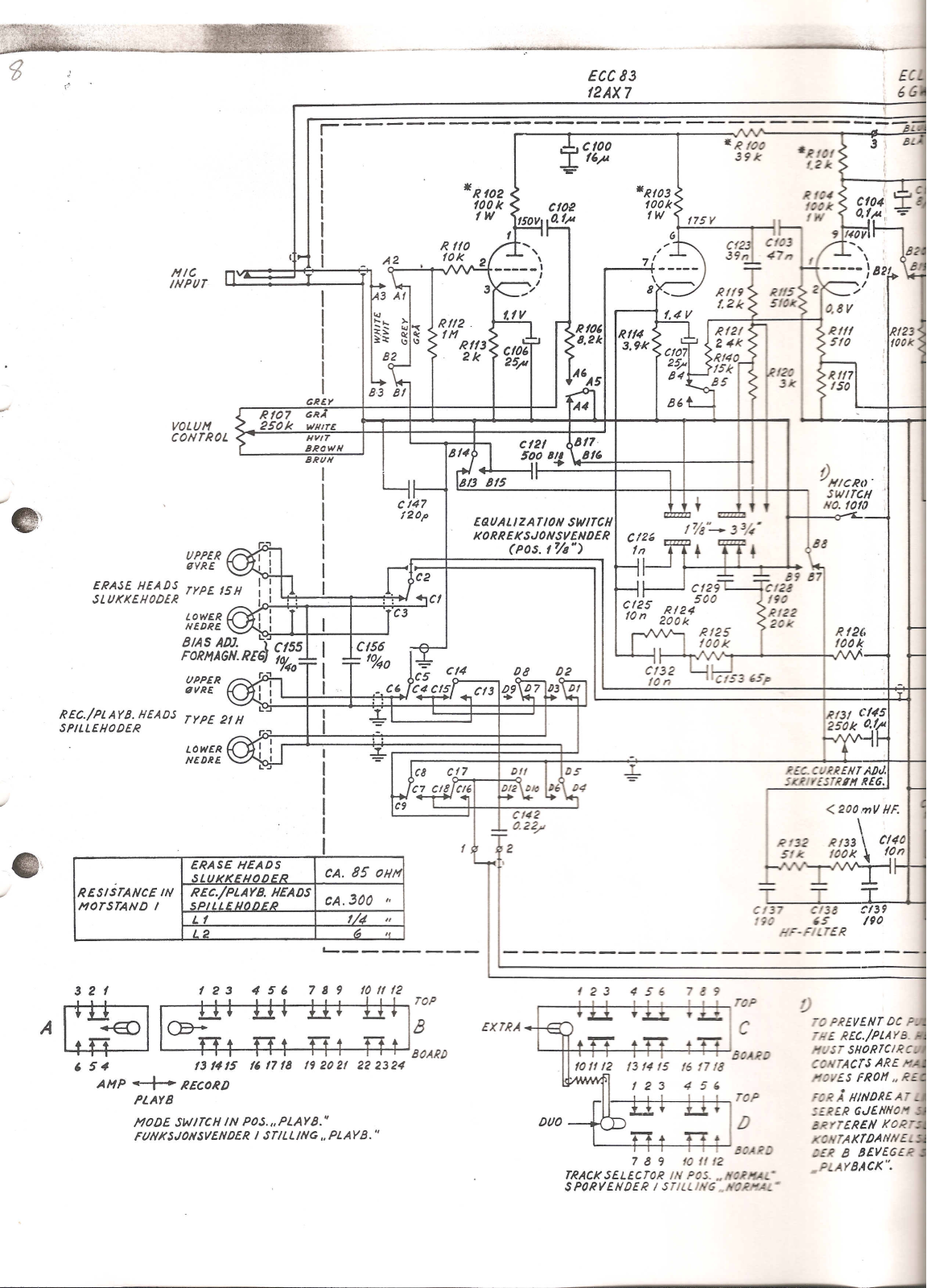 Tandberg 841, 842, 843 Schematic