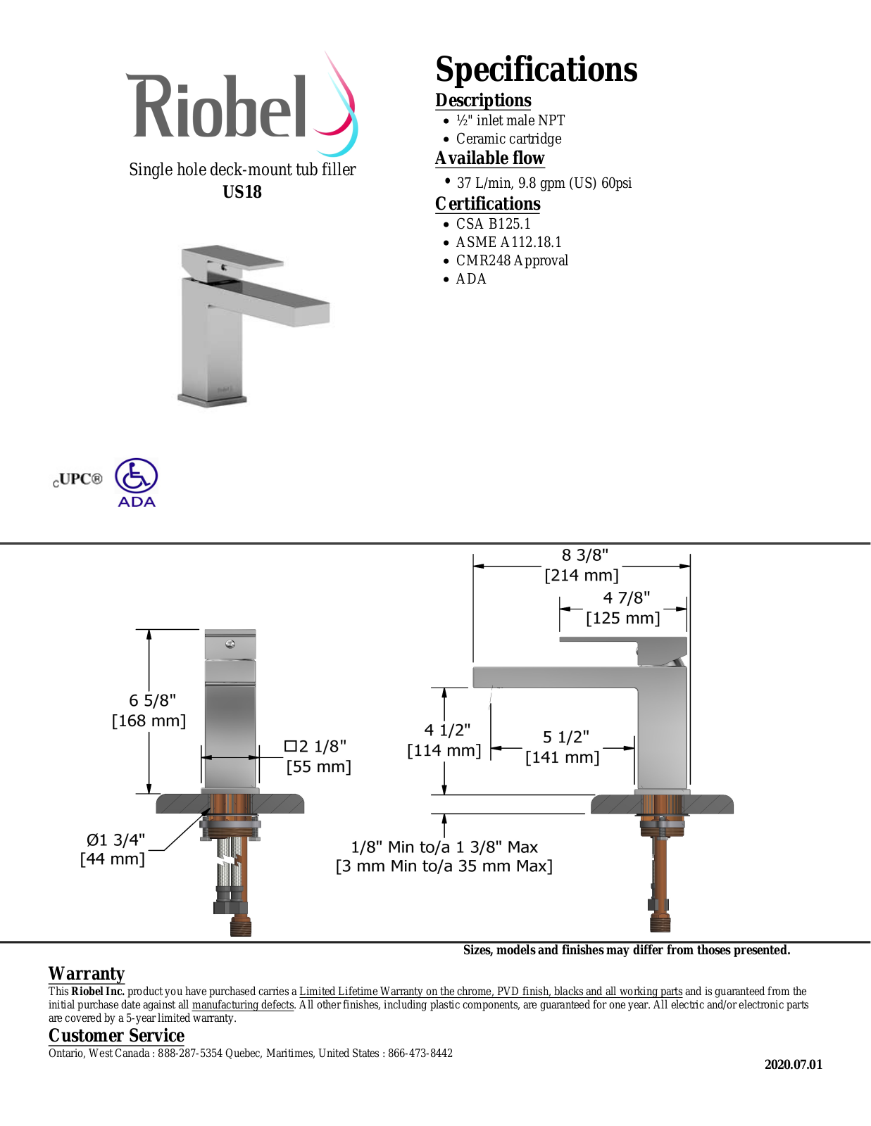 Riobel US18C Specifications - ManualMachine.com