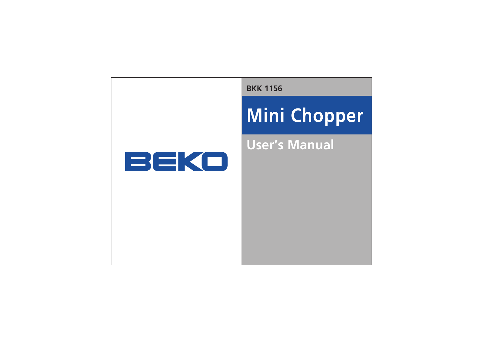 Beko BKK1156 User manual