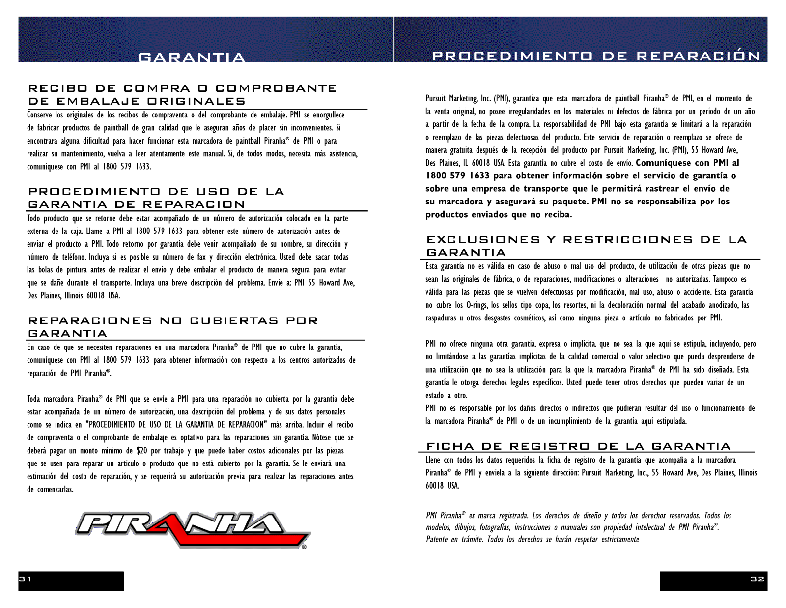 PMI Piranha 5.4 Espanol User Manual