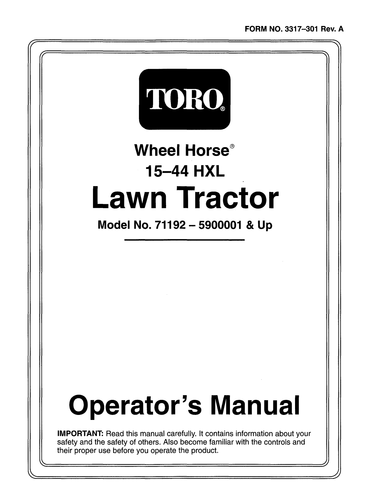 Toro 71192 Operator's Manual