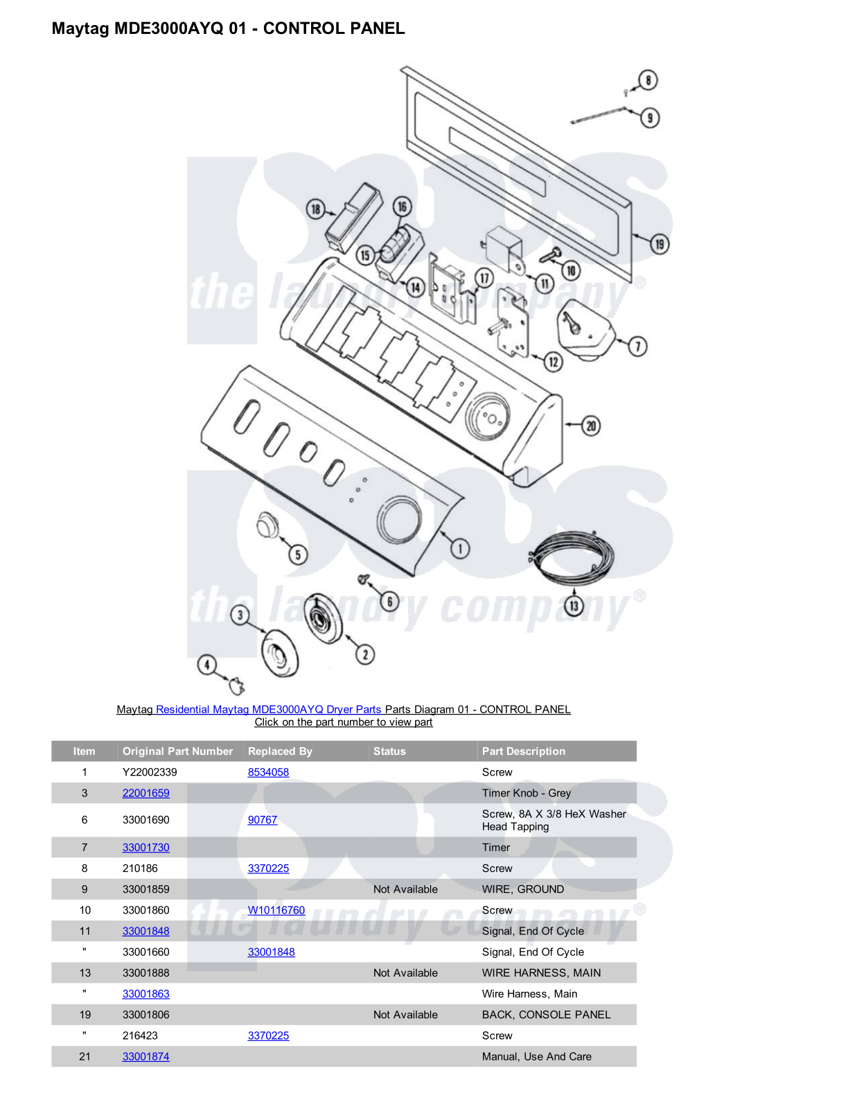 Maytag MDE3000AYQ Parts Diagram