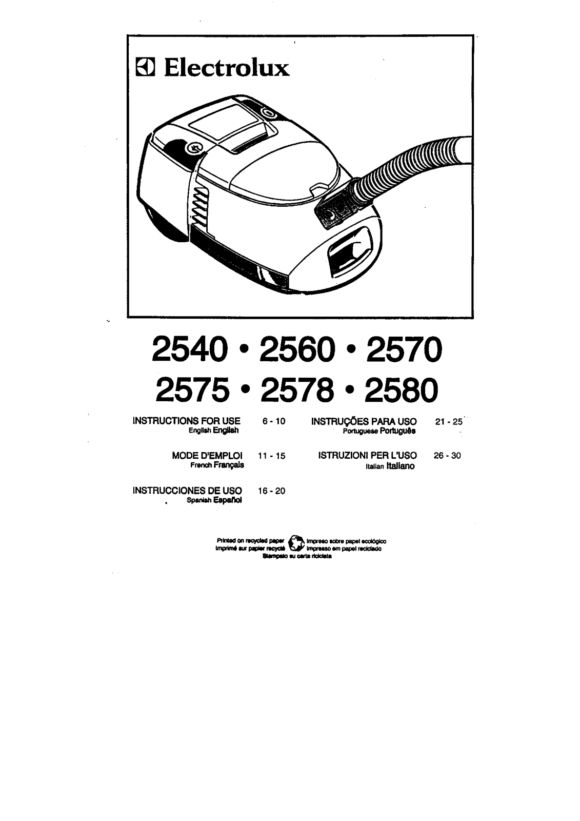 AEG-Electrolux Z2578, Z2540, Z2575, Z2580, Z2570 User Manual