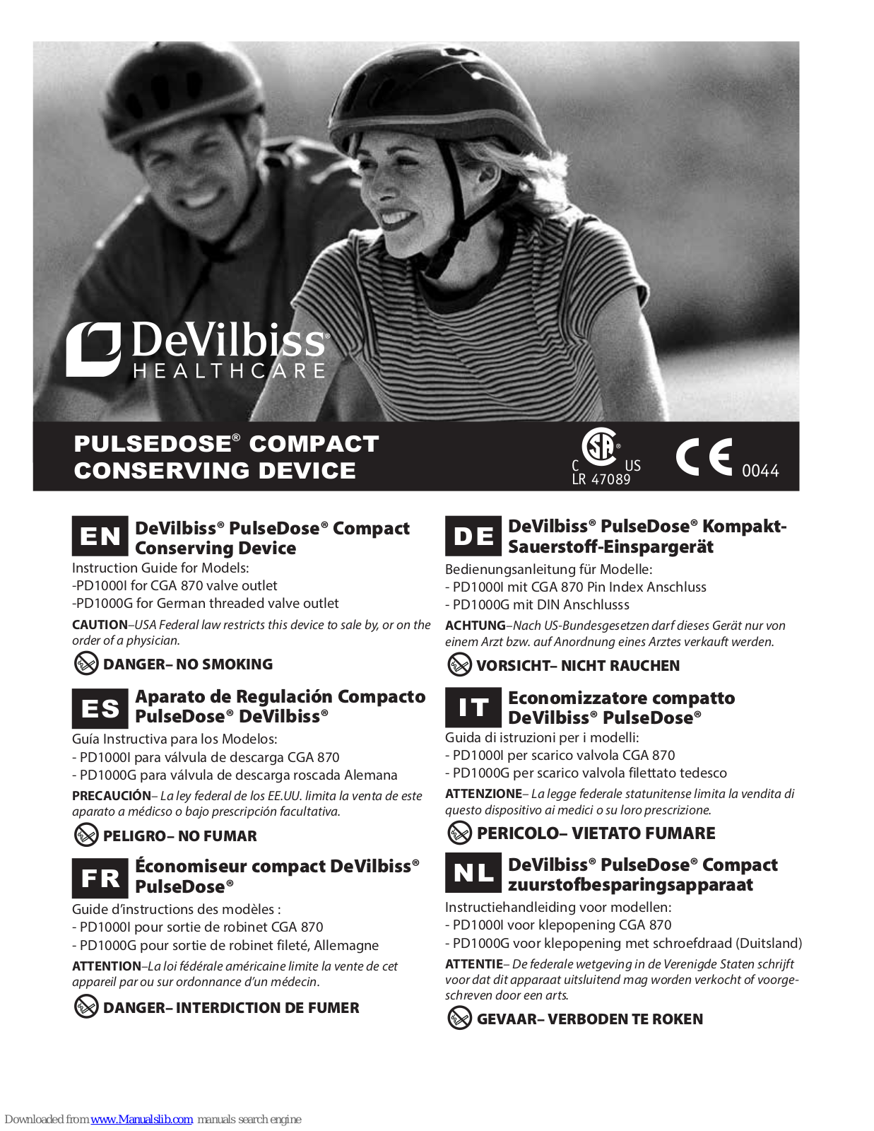 DeVilbiss PulseDose PD1000I, PulseDose PD1000G Instruction Manual