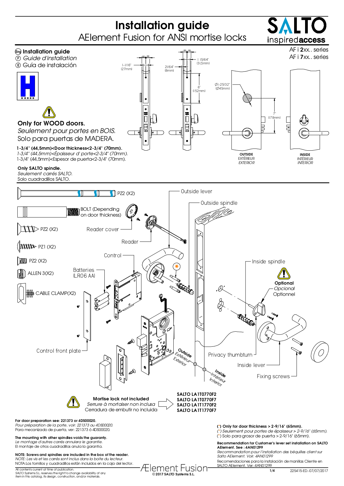 Salto Systems S L AF0B User Manual