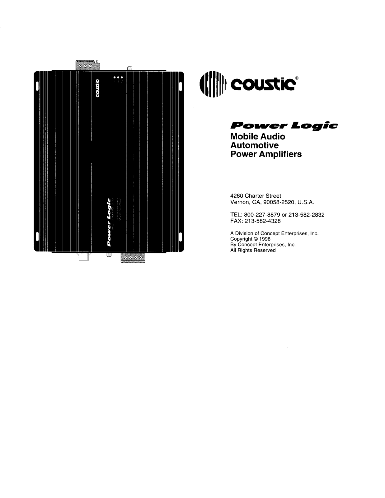 Coustic AMP-220, AMP-215, AMP-210, AMP-207 Instruction Manual