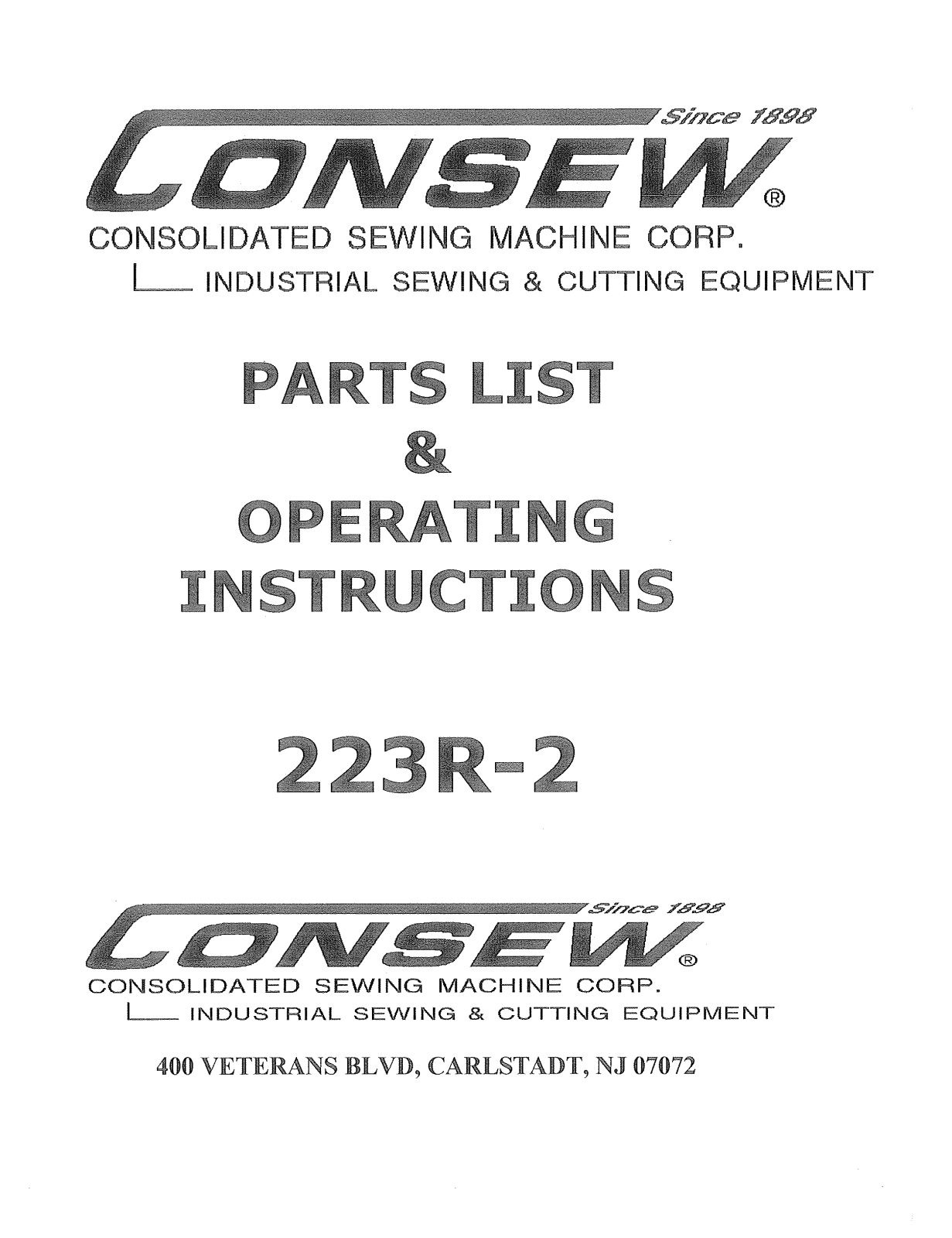 CONSEW 223R-2 Operating Instruction