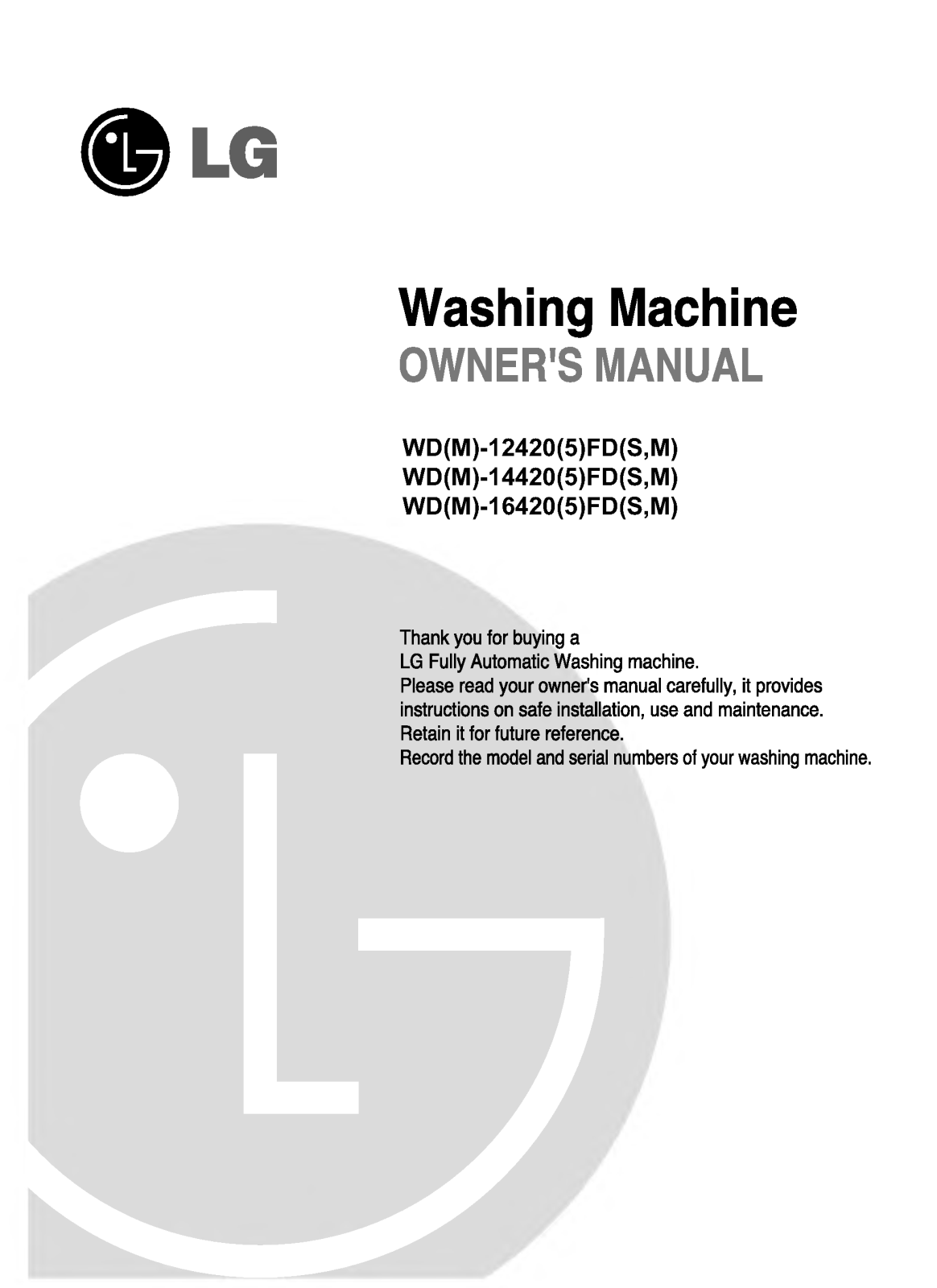 LG WD-16420FDS User Manual