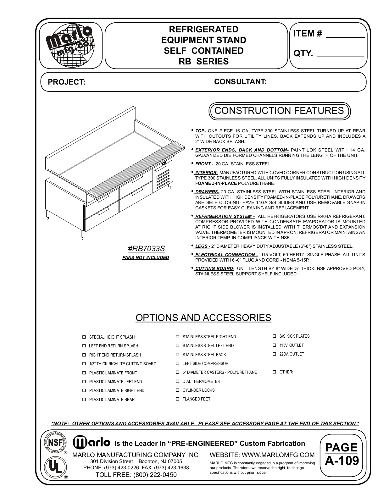 Marlo RB11233S User Manual