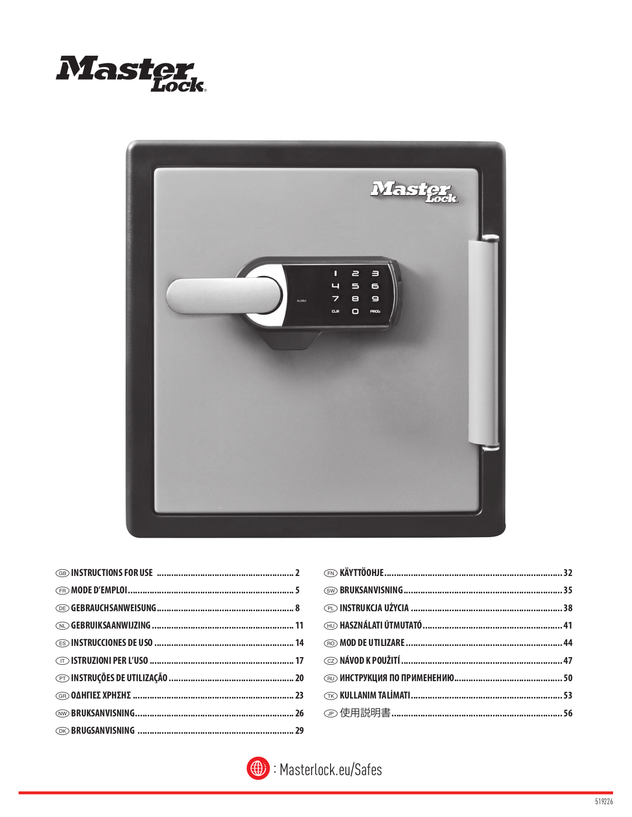 Master Lock LFW205TWC Instructions Manual