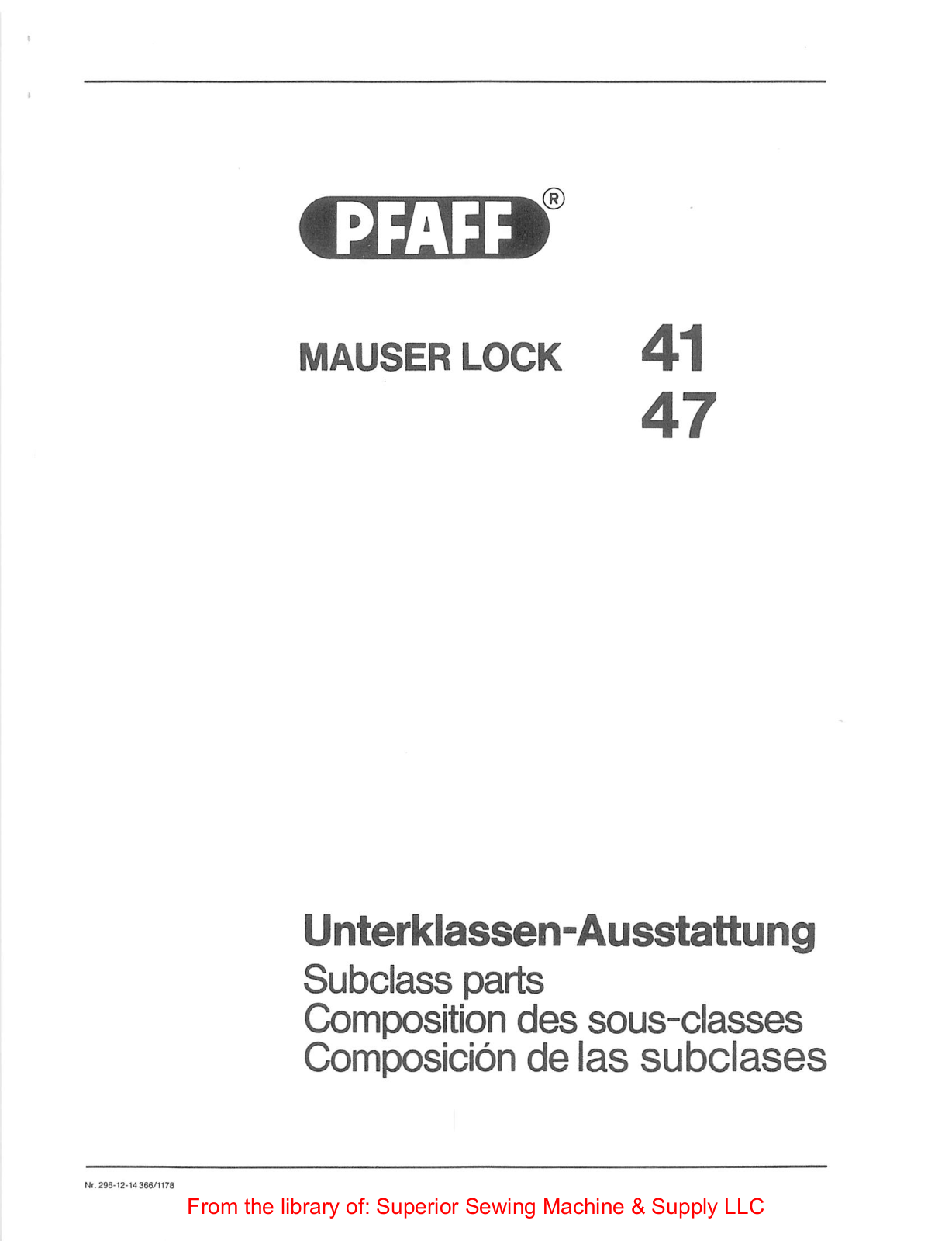 Pfaff Mauser Lock 41, Mauser Lock 47 User Manual - ManualMachine.com