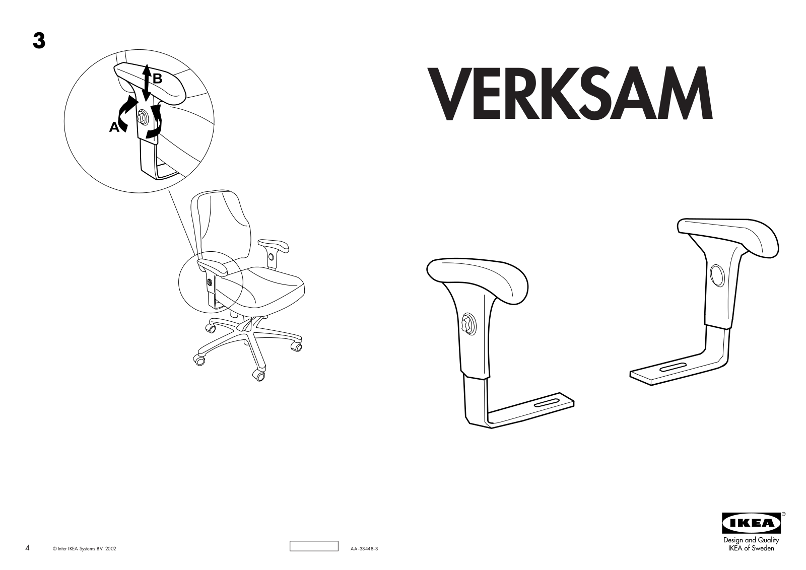 IKEA VERKSAM ARMREST PAIR Assembly Instruction