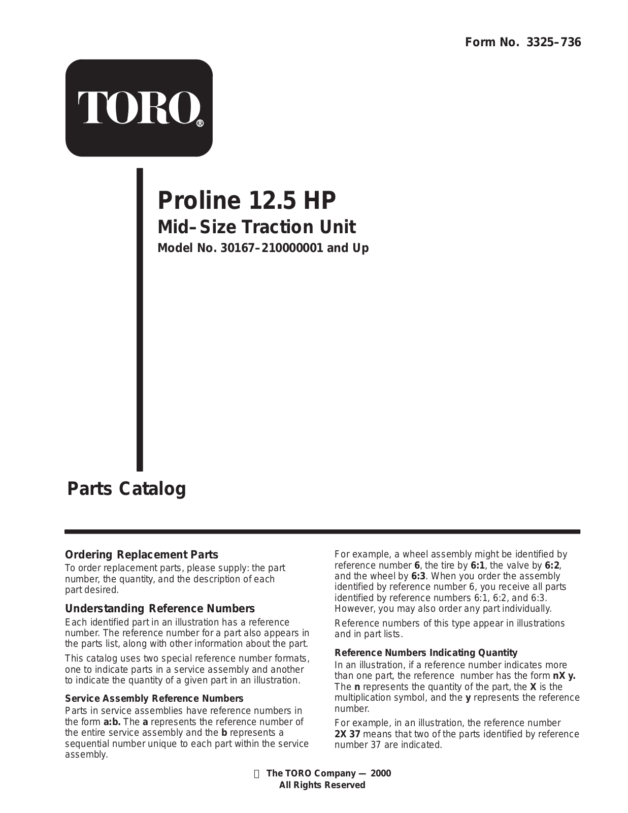 Toro 30167 Parts Catalogue