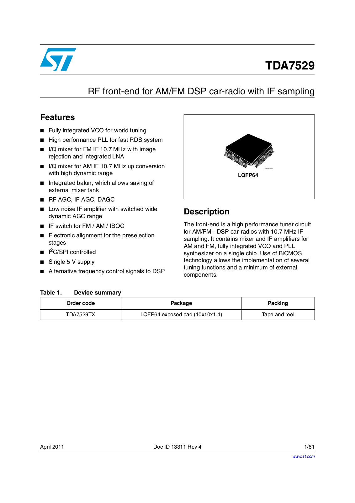 ST TDA7529 User Manual