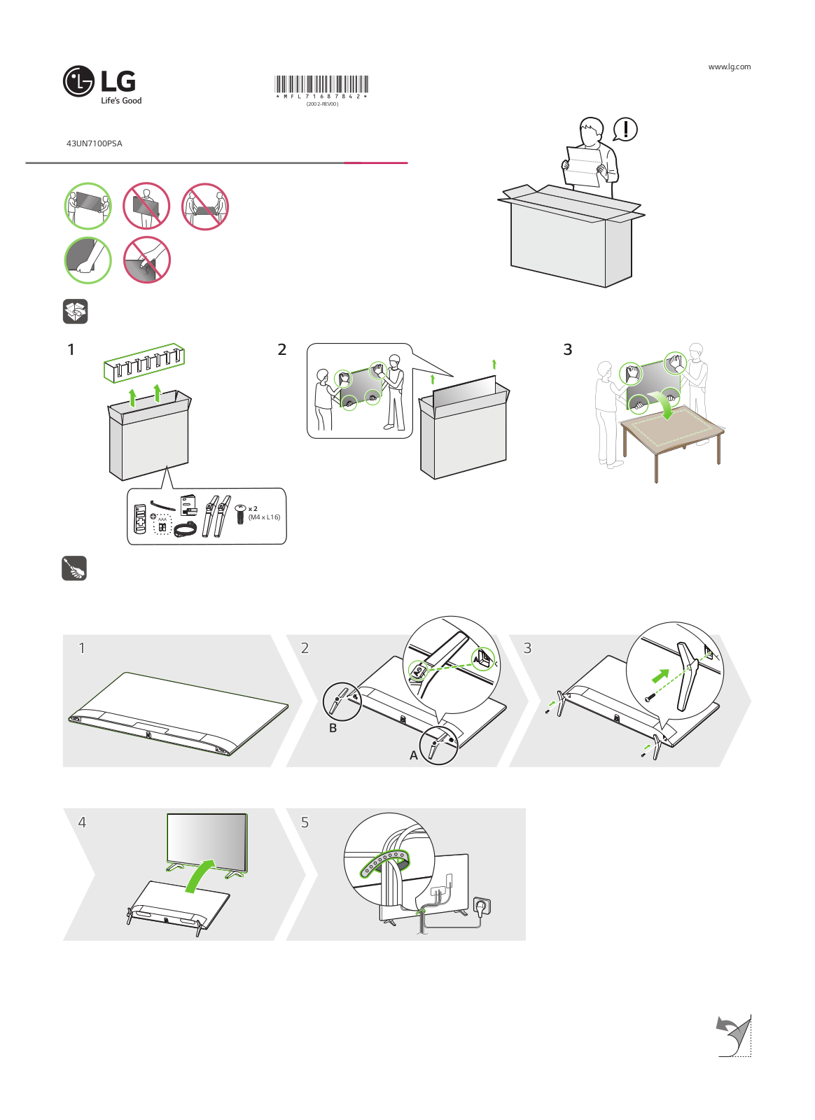 LG 43UN7100PSA Quick Setup Guide