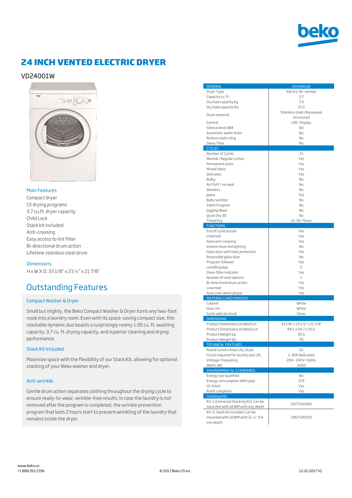 Beko CD24001W Specification - ManualMachine.com
