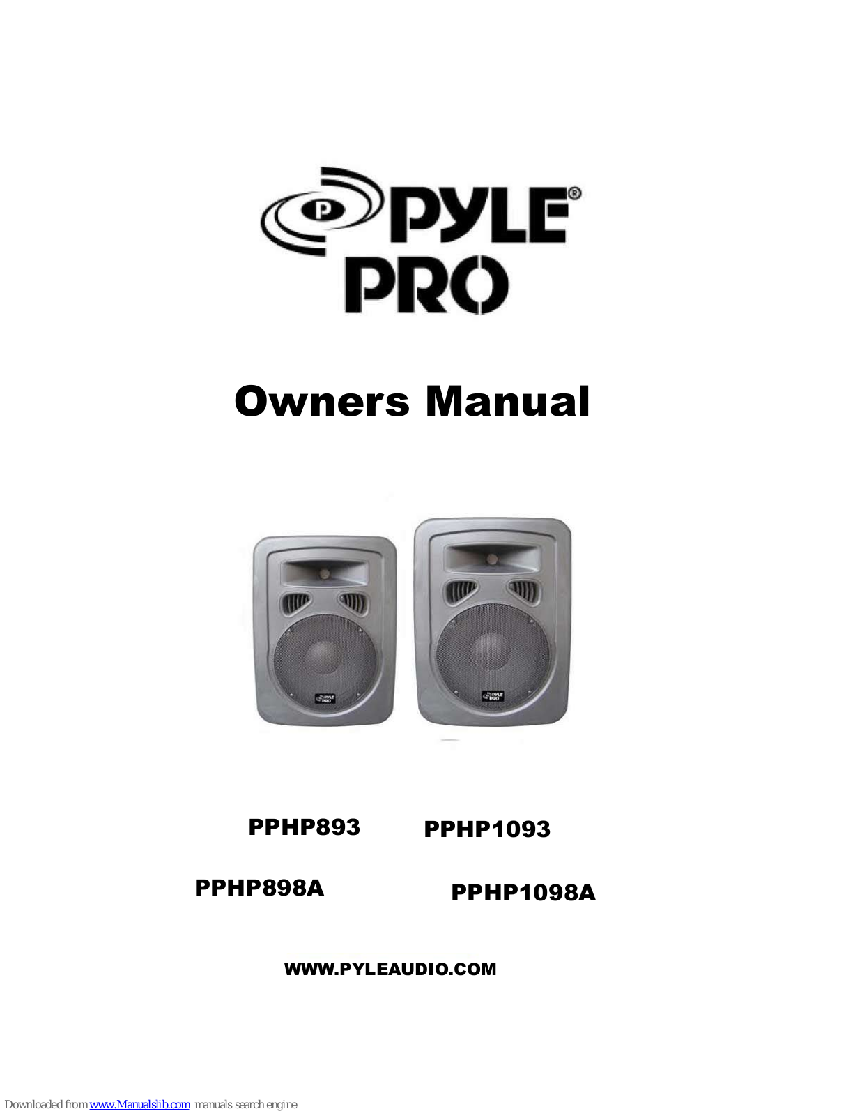 Pyle Pro PPHP893, PPHP1093, PPHP898A, PPHP1098A Owner's Manual