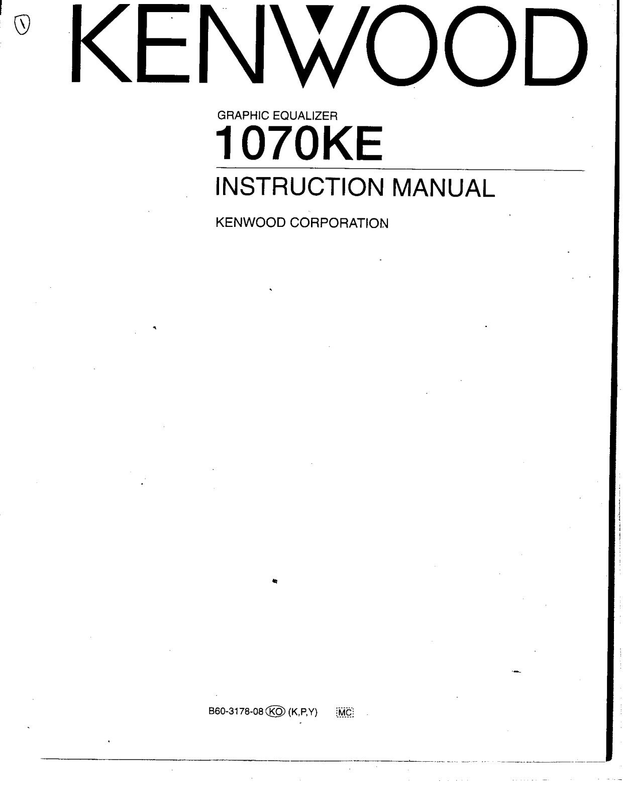 Kenwood 1070KE User Manual