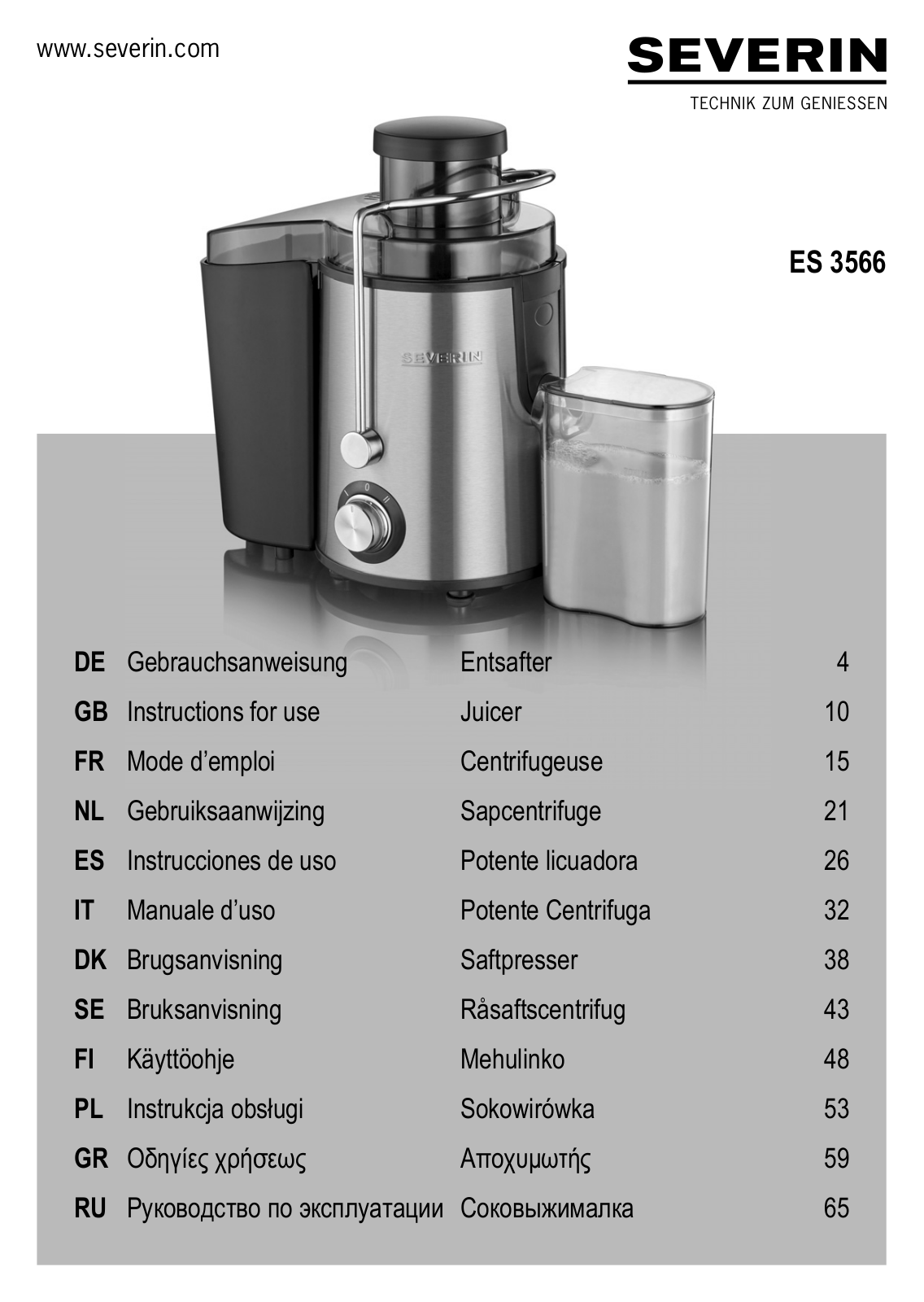 Severin ES 3566 operation manual