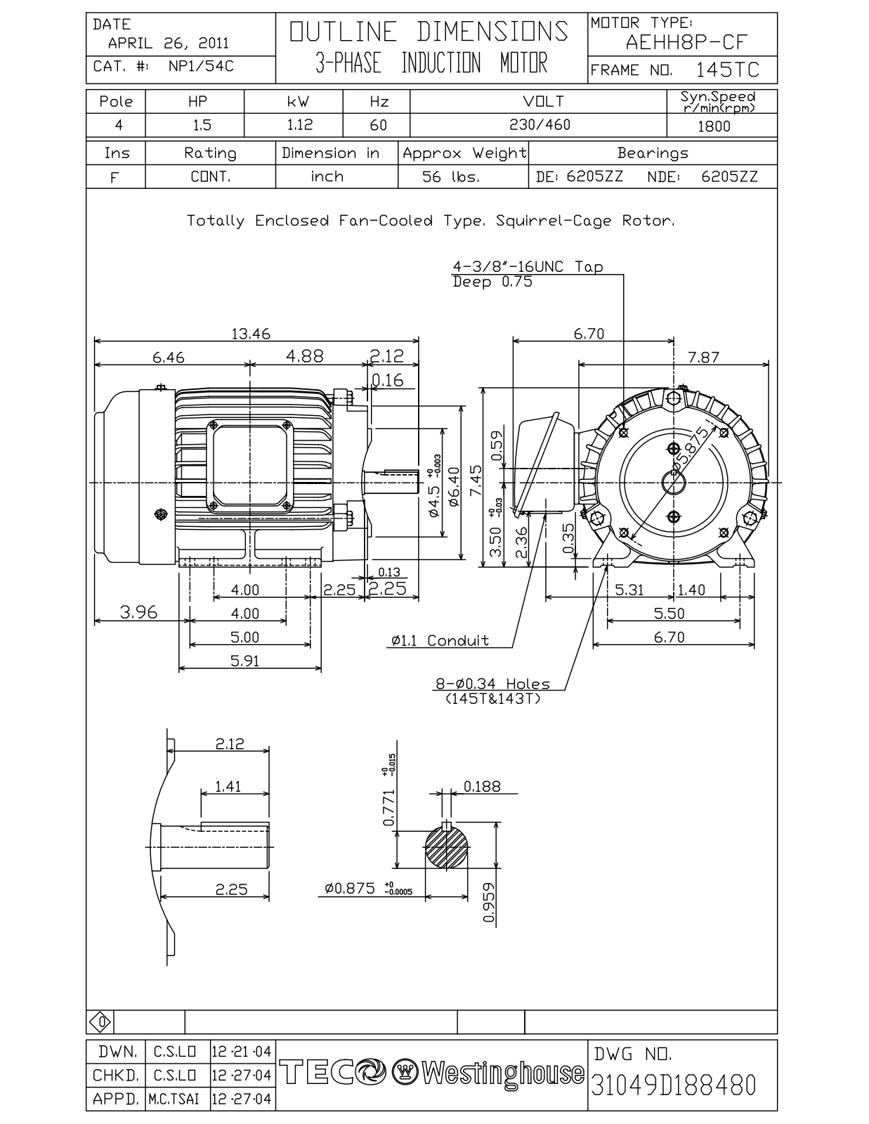 Teco NP1/54C Reference Drawing