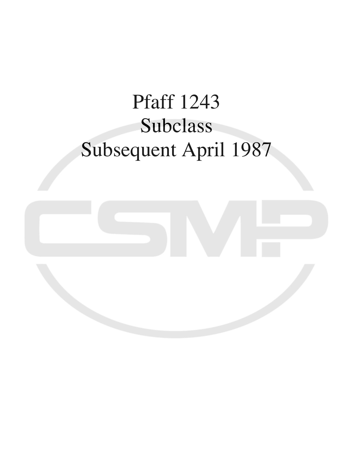 Pfaff 1243 Parts Book