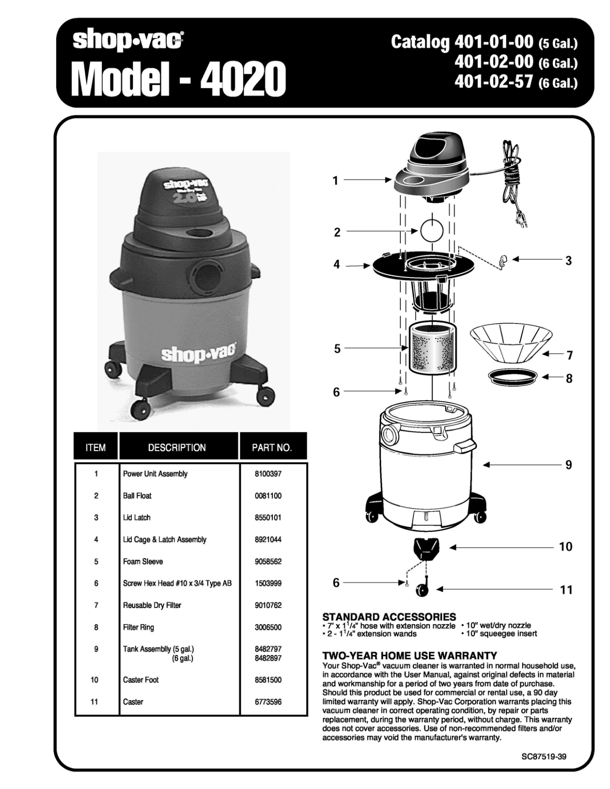 Shop Vac 4020 Owner's Manual