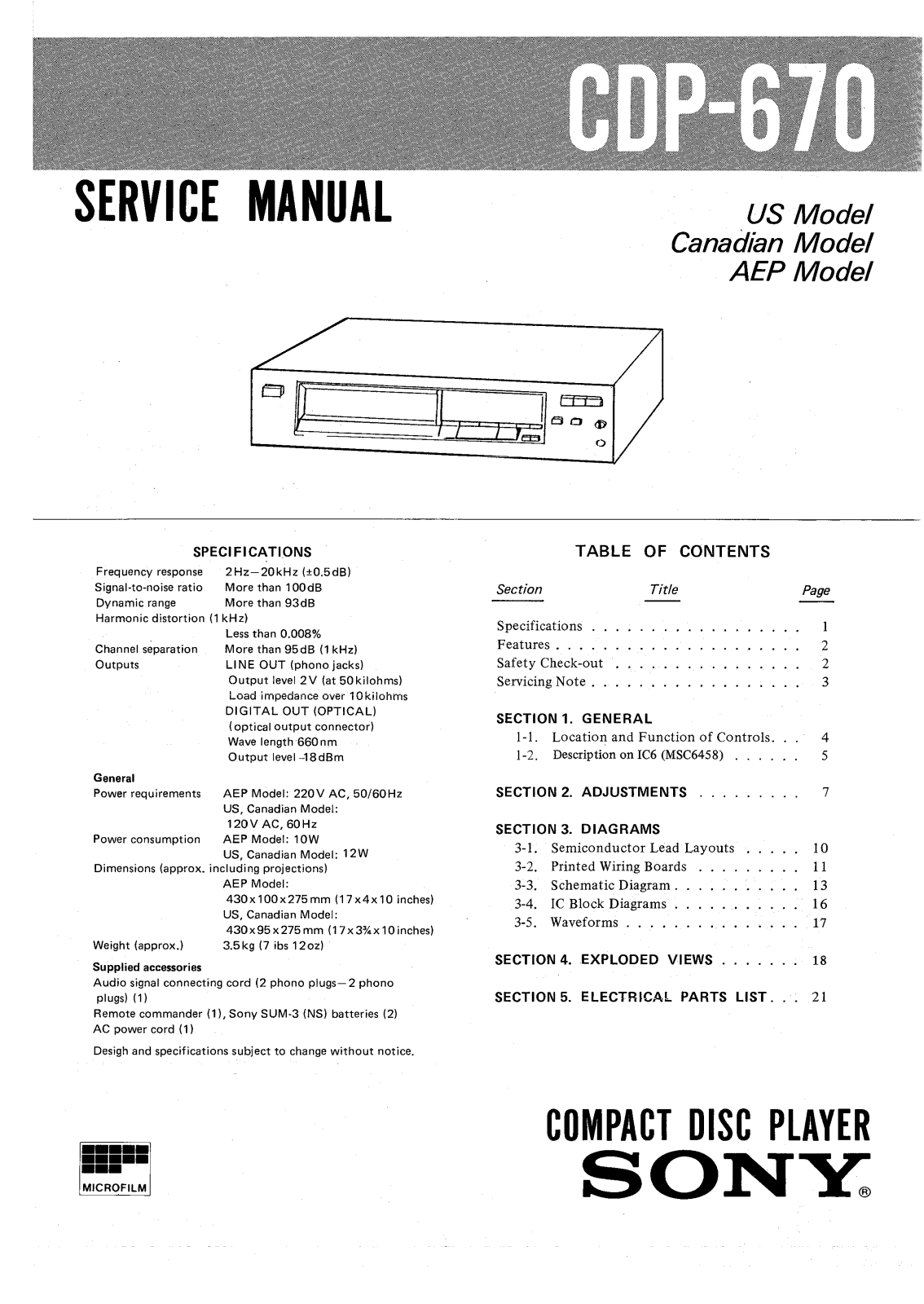 Sony CDP-670 Service manual