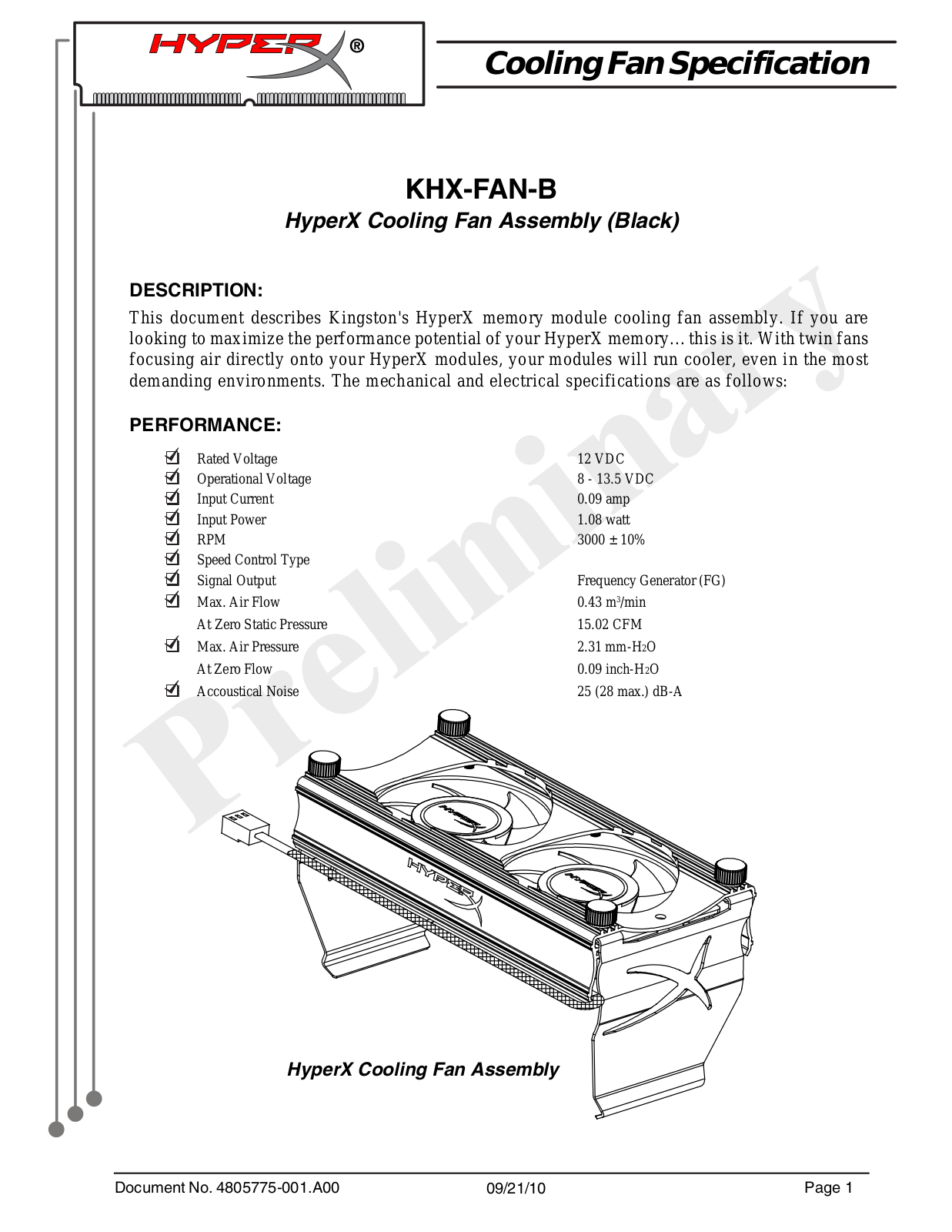 Kingston KHX-FAN-B User Manual