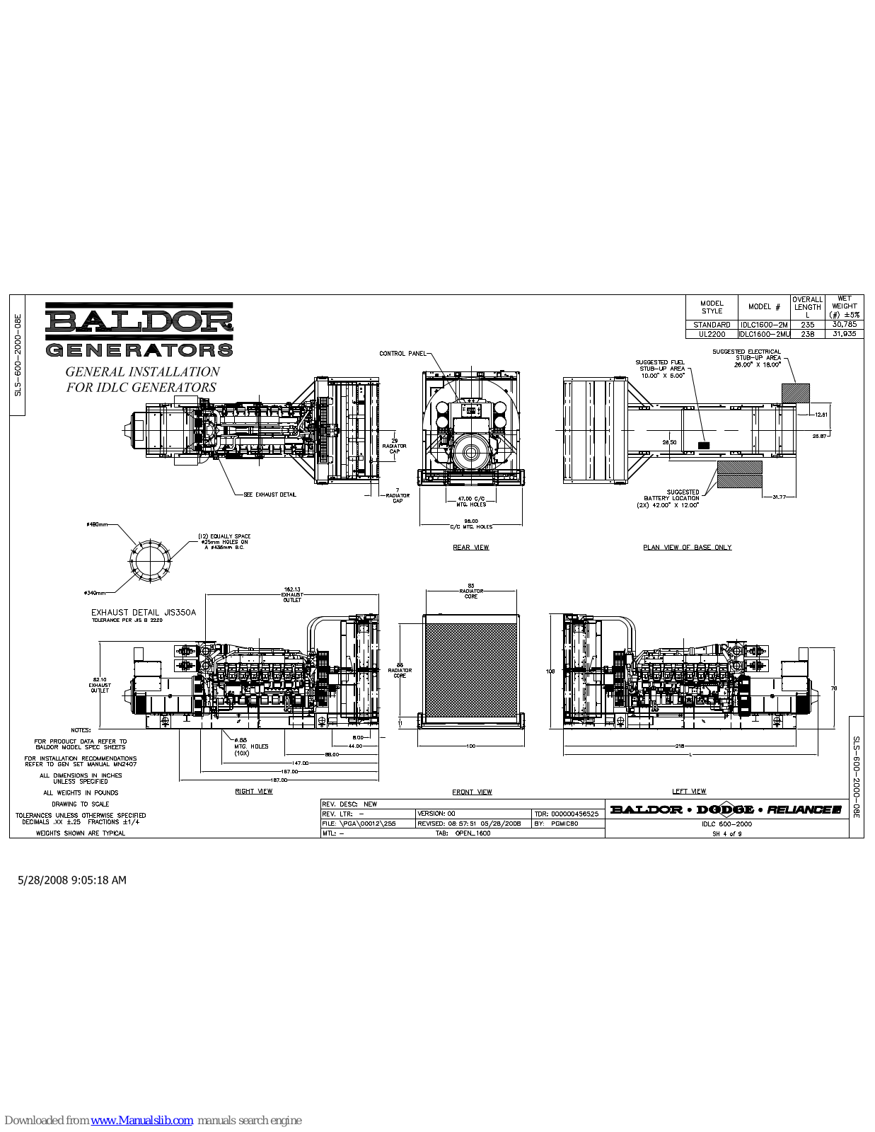 Baldor IDLC1600-2MU Installation Manual