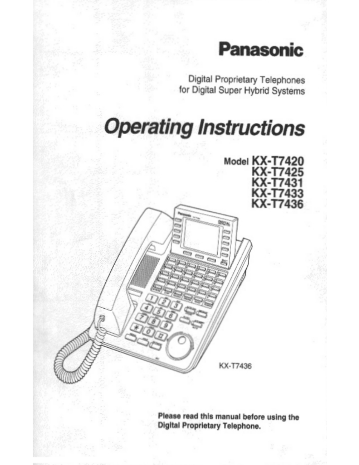 Panasonic KX-T7436 User Manual