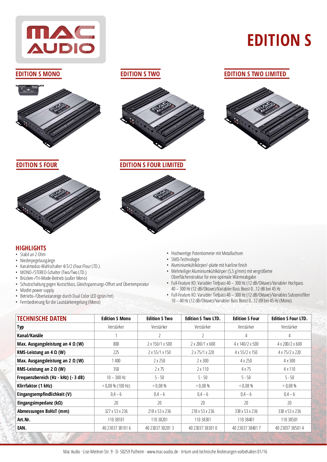 Mac Audio Edition S Four Service Manual