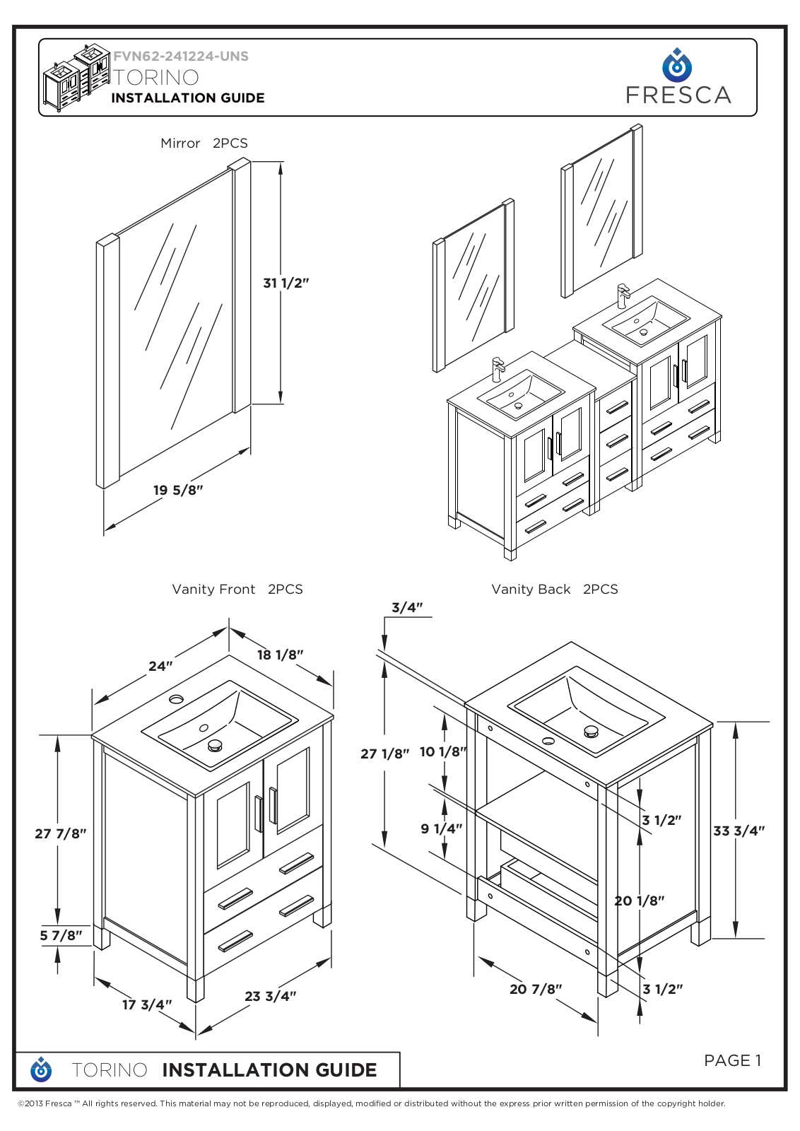 Fresca FBH1295 Installation Instructions - ManualMachine.com