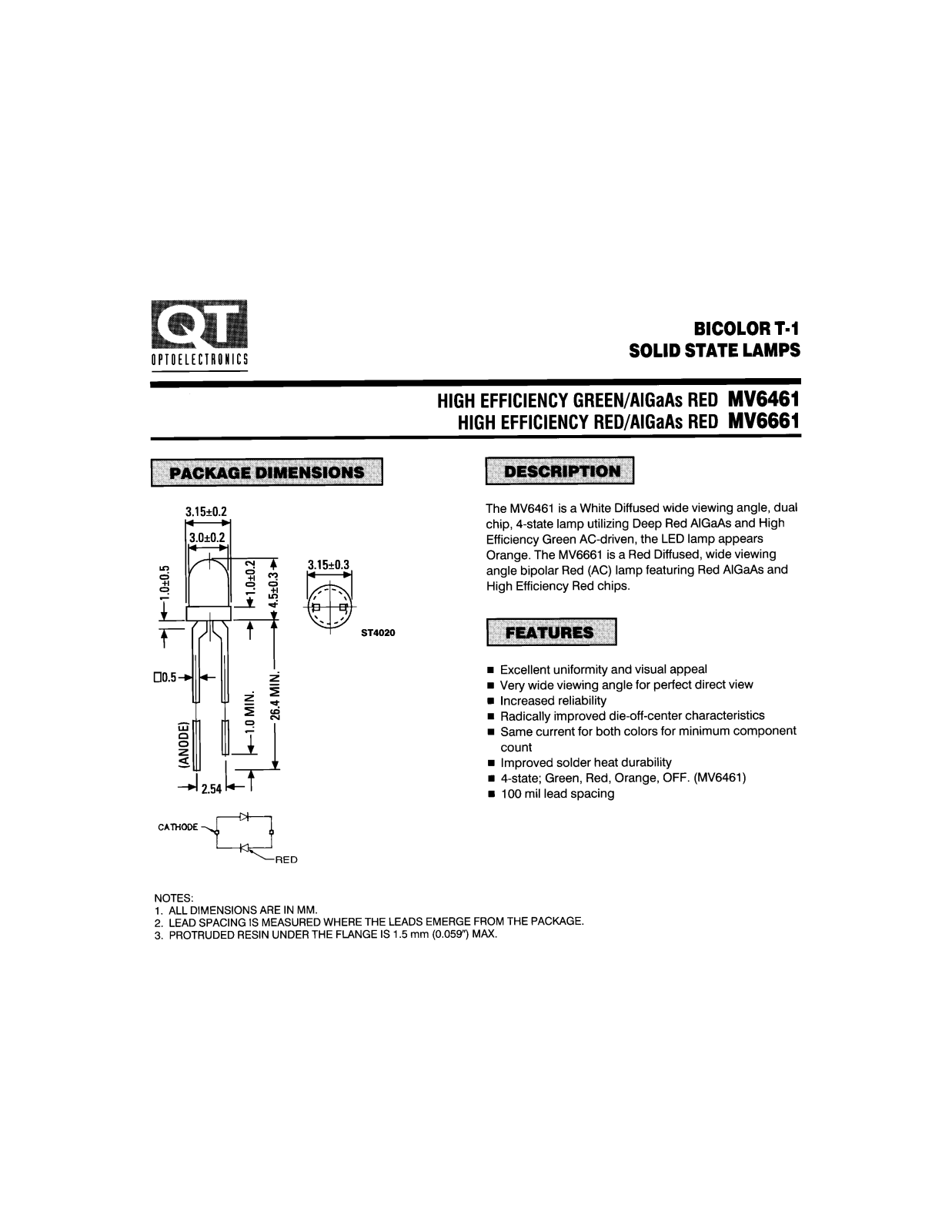 QT MV6661A, MV6461A Datasheet