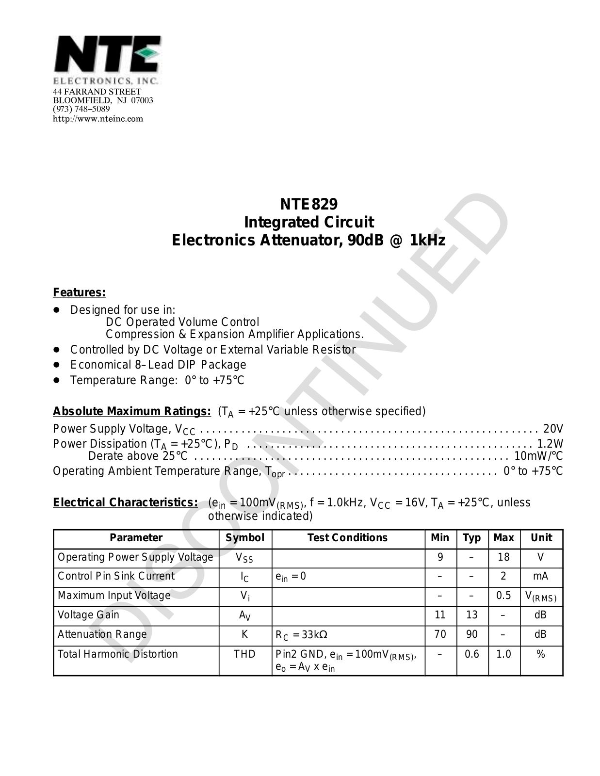Datasheet NTE829 Datasheet (NTE) - ManualMachine.com