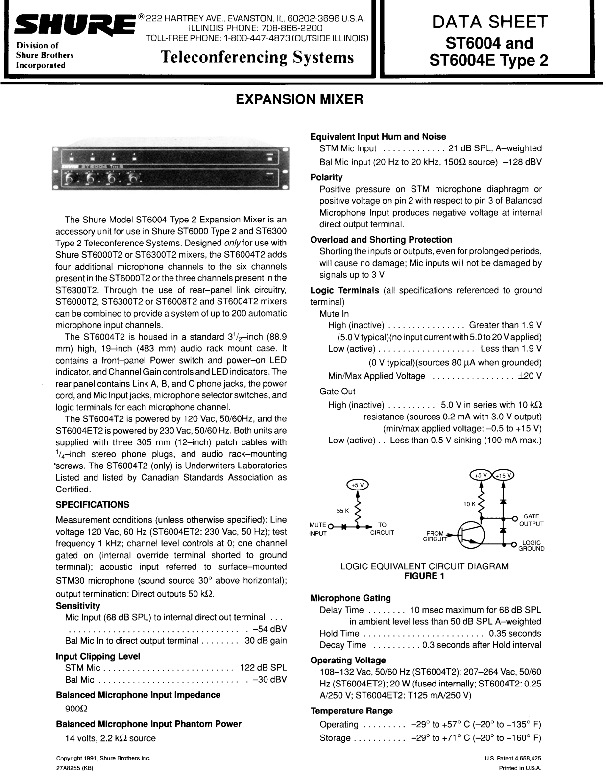 Shure ST6004, ST6005E Type 2 User Guide